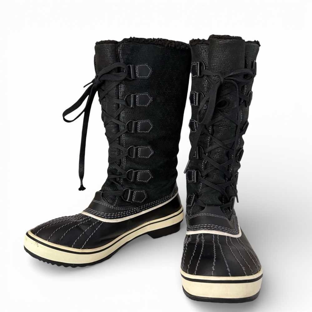 SOREL Black Tivoli High Waterproof Winter Boots faux shearling size 7